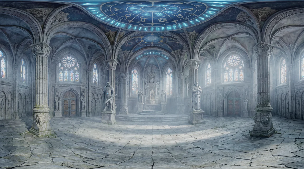 Environnement HDRI du projet Heroic : une cathédrale éclairée par ses vitraux