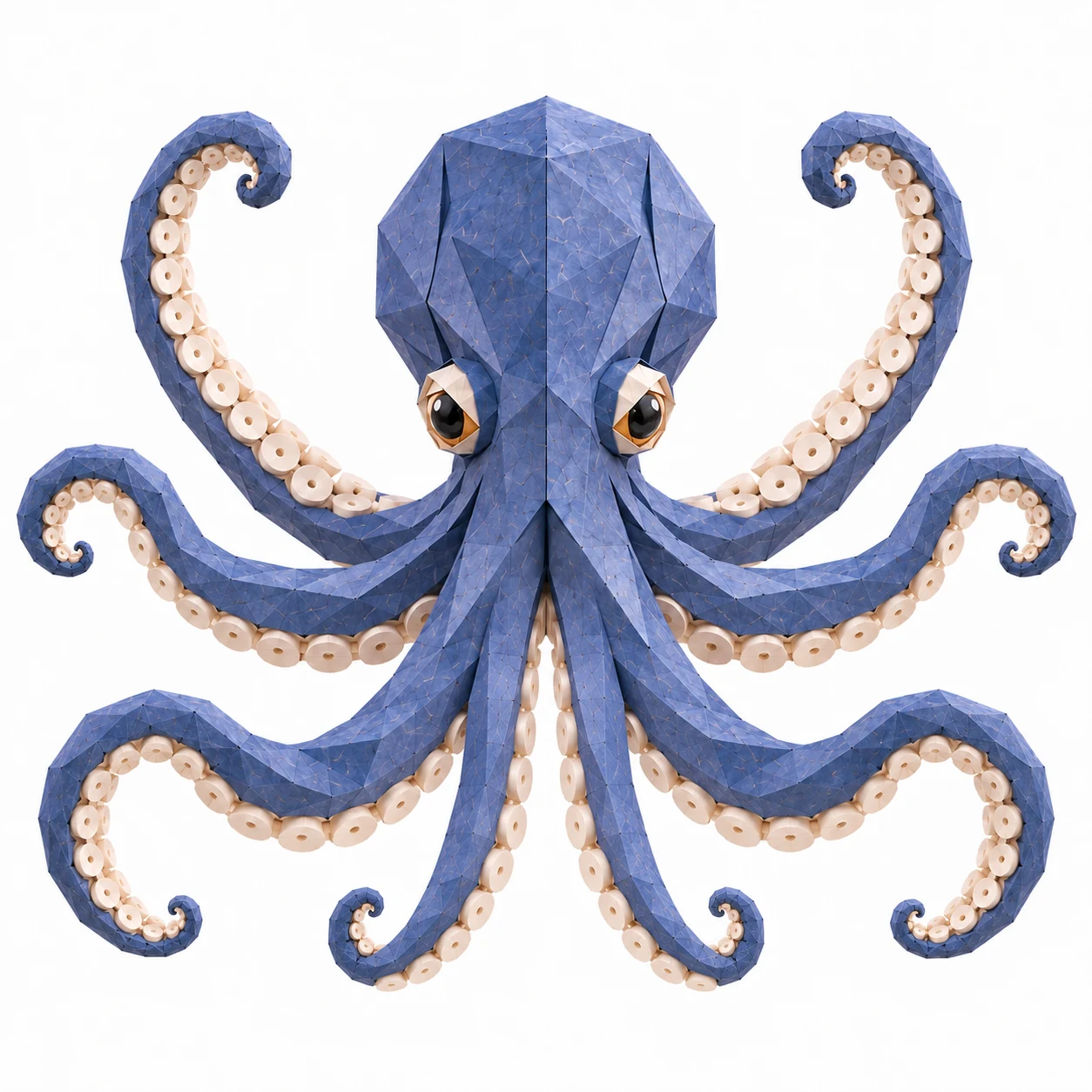 Faceted blue paper octopus, character reference